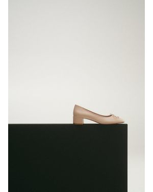 Mango Heeled Ballet Flats With Leather Bow - Grey