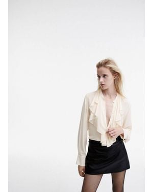 Mango Flowy Ruffle Blouse - White