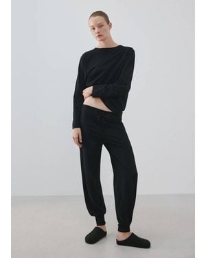 Mango Two-Piece Plain Cotton Pyjamas - Blue