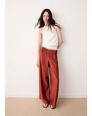 MANGO TEEN Contrast Knit Halter Top - Red