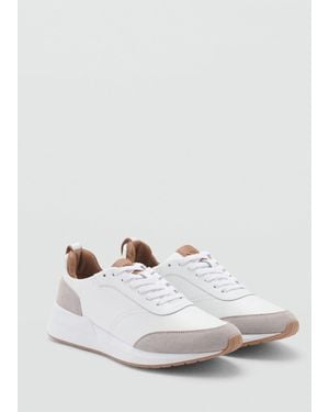 Mango Leather Mixed Sneakers - White