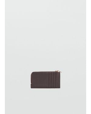 Mango Saffiano-Effect Card Holder With Zip - White