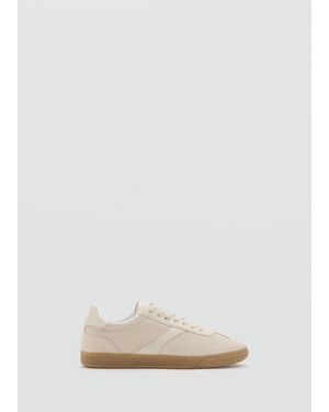 Mango Leather Mixed Trainers - White
