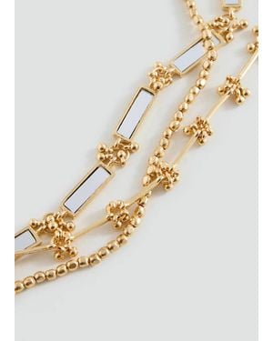 MANGO TEEN Multi-Chain Crystal Bead Necklace - Metallic
