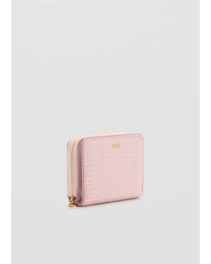Mango Small Wallet With Croc Effect - Pink