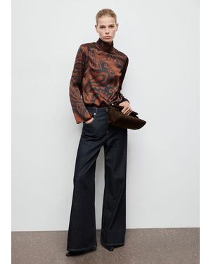 Mango Paisley-Print Satin Blouse - White