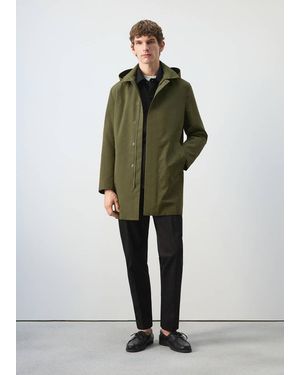 Mango Water-Repellent Parka With Removable Hood - Green