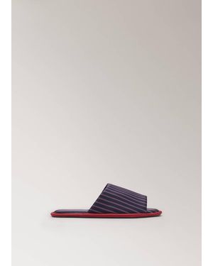 Mango Mules Satinées Imprimées Bleu Marine