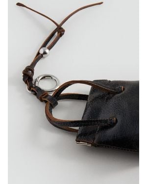 Mango Leather Handbag With Keychain - Grey