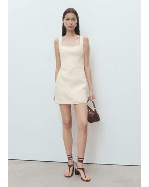 Mango Linen Wrap Dress - White