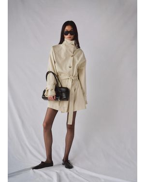 Mango Trench Avec Col Cheminée Et Ceinture Écru - Neutre