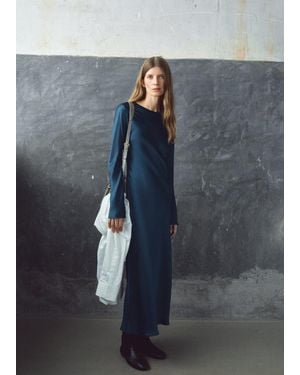 Mango Vestito Lungo Satinato - Blu