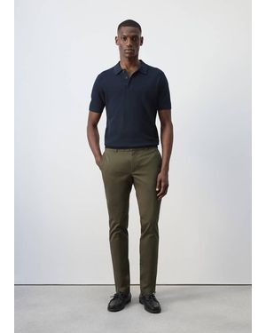 Mango Barna Slim-Fit Twill Chino Trousers - Blue