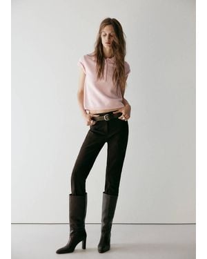 Mango Knitted Polo-Neck Jumper - Pink