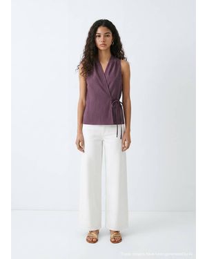MANGO TEEN Cross-Over V-Neck Top - White
