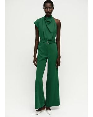 Mango Asymmetrical Long Jumpsuit With Belt Apple - Green