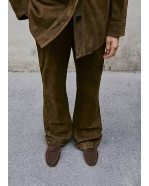 Mango Suede Penny Loafers - Green