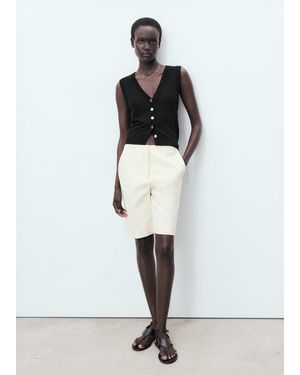 Mango Fine-Knit Waistcoat With Buttons - White