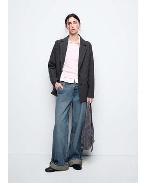 MANGO TEEN Wool Blend Blazer - Blue