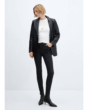 Mango Waxed High-Rise Skinny Jeans - Black