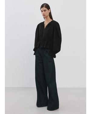 Mango Cotton Blouse With Floral Embroideries - Black