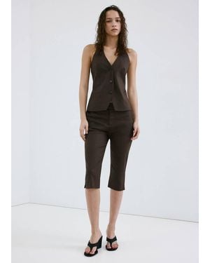 Mango Gilet Lino Collo Halter Cioccolato - Marrone