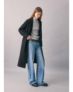 MANGO TEEN Long Cloth Coat - Blue