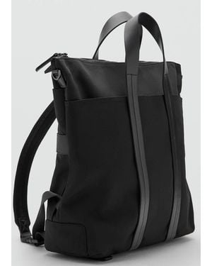 Mango Multi-Functional Combined Leather Bag - Black