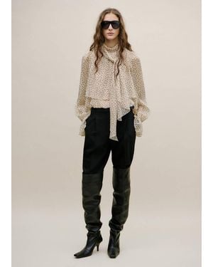 Mango Bow Polka-Dot Blouse - Natural