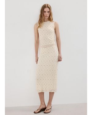 Mango Midi Skirt With Studs - Natural