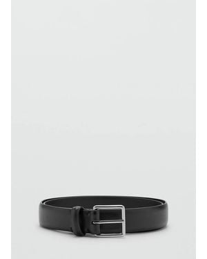 Mango 100% Bovine Leather Belt - Black