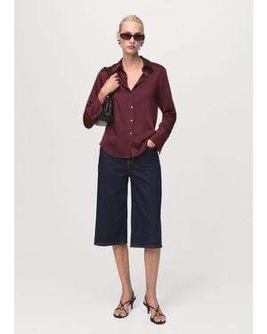Mango Satin Finish Flowy Shirt - Red