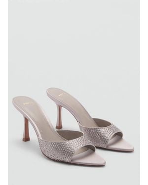 Mango Rhinestone Heeled Sandals - White