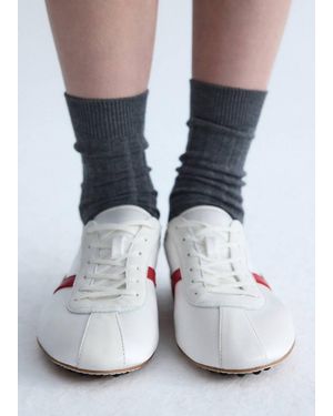 Mango Leder-Sportschuh Mit Kontrastierender Sohle - Weiß