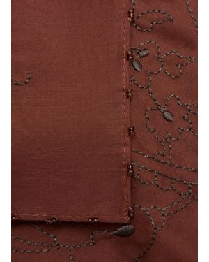 Mango Foulard Cotone Ricamo Floreale Arancione Tostato - Marrone