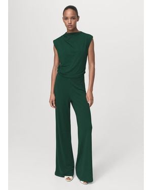 Mango Straight-Fit Jumpsuit With Draped Neckline Dark - Green