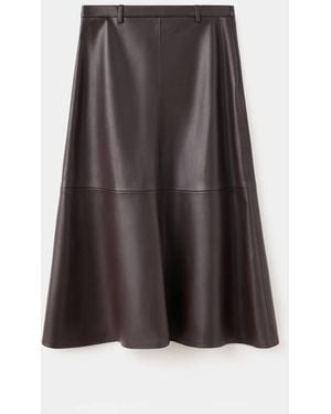 Mango Faux-Leather A-Line Skirt - Brown