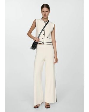 Mango Knitted Waistcoat With Contrast Piping Ecru - White