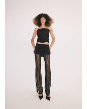 Mango Pantalon Plumeti À Superposition Noir - Neutre