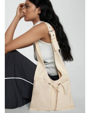 Mango Denim Bag With Pockets Ecru - Black