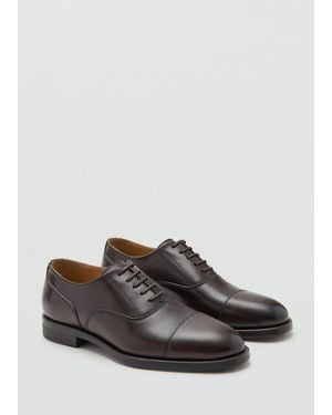 Mango Oxford Style Leather Shoe - Grey