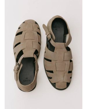 Mango Suede Leather Cangrejera Sandal - Brown