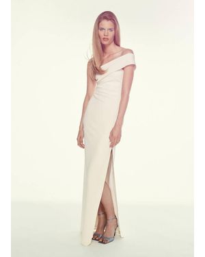 Mango Long Dress With An Asymmetric Neckline - Natural