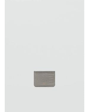 Mango Croc-Effect Card Holder - Grey