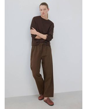 Mango Pigiama Due Pezzi Righe Seersucker Marrone - Multicolore