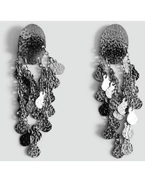 MANGO TEEN Beaded Drop Earrings - Grey