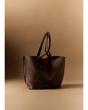 Mango Suede Shopper Bag - Brown