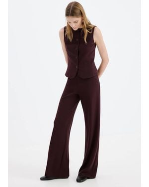 Mango Straight Low-Rise Suit Trousers - Purple