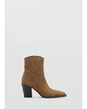 Mango Suede Block-Heel Boots - White