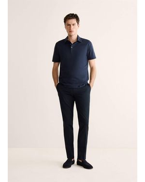 Mango 100% Cotton Slim-Fit Polo Shirt - Blue
